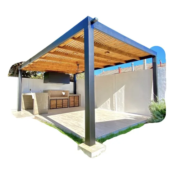 Pergolas De Hierro Chapa Policarbonato Madera Techo Autos