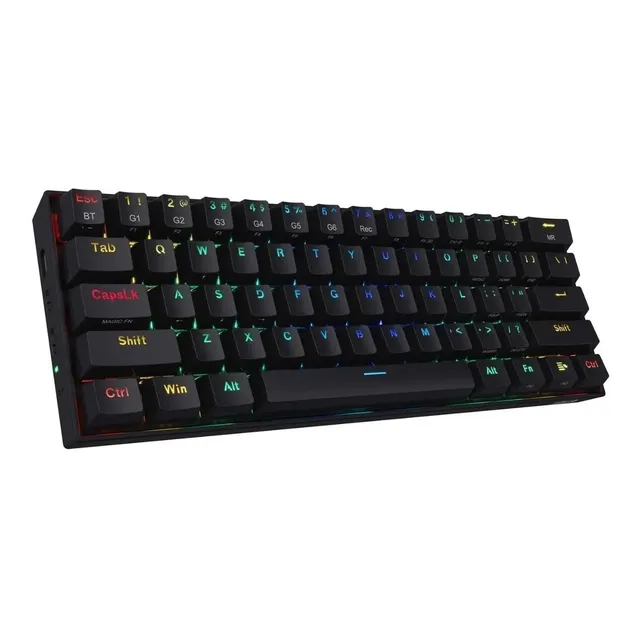 Teclado gamer bluetooth Redragon Draconic QWERTY Outemu Brown inglés US color negro con luz RGB