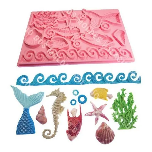 Molde De Silicone Conchinhas Sereia Caramujo Fundo Do Mar 