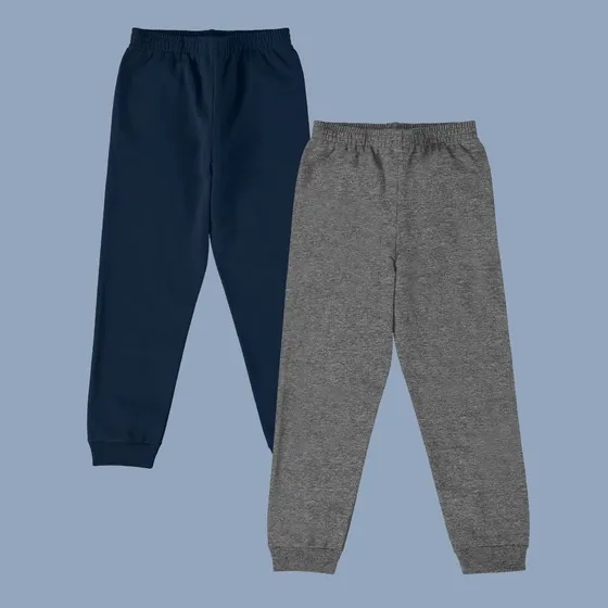 Kit 2 Calça Moletom Flanelada Infantil Com Punho Malwee Kids