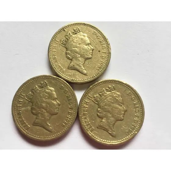 Inglaterra- One Pound 1985, 1986 E 1990 Frete Grátis