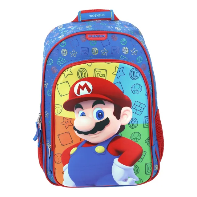 Mochila Escolar Grande Chenson Mario Bros Colores Mb65621-9 Playba Color Azul