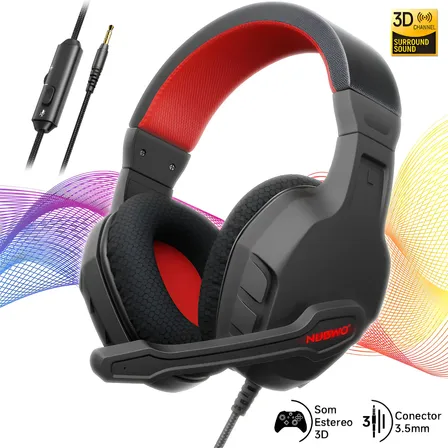 Headset Gamer Nubwo® U3 Fone 3d Estéreo Ouvido Para Pc Ps4 Preto