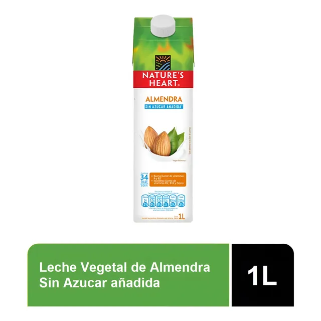 Leche De Almendra Bebida Vegetal Nature Heart, 1l Sin Azucar