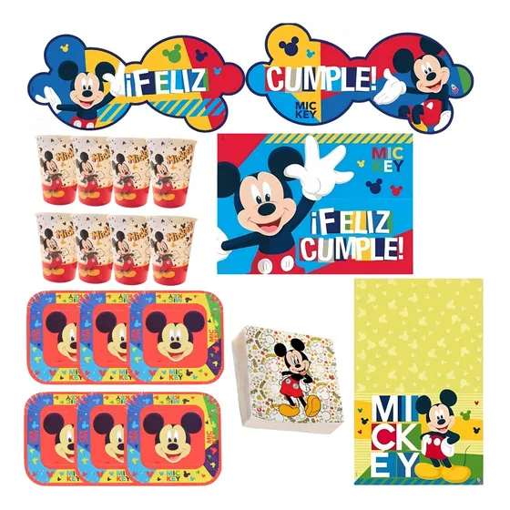 Kit Mesa Descartable + Decoracion Cumpleaños Disney Original