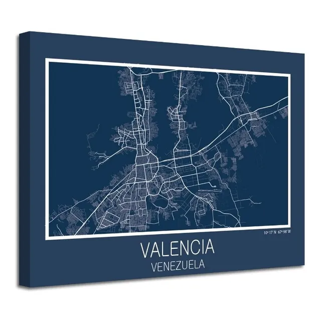Cuadro Valencia Venezuela Mapa Lienzo Decorativo Foto Canvas