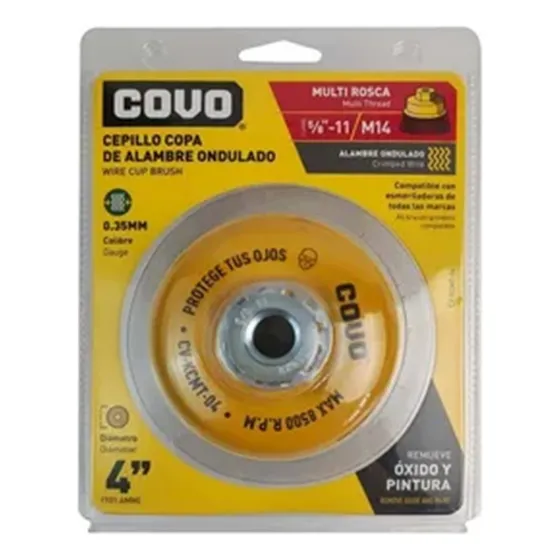 Cepillo Copa De Alambre Ondulado 4 PLG Multi Rosca 5/8 M14
