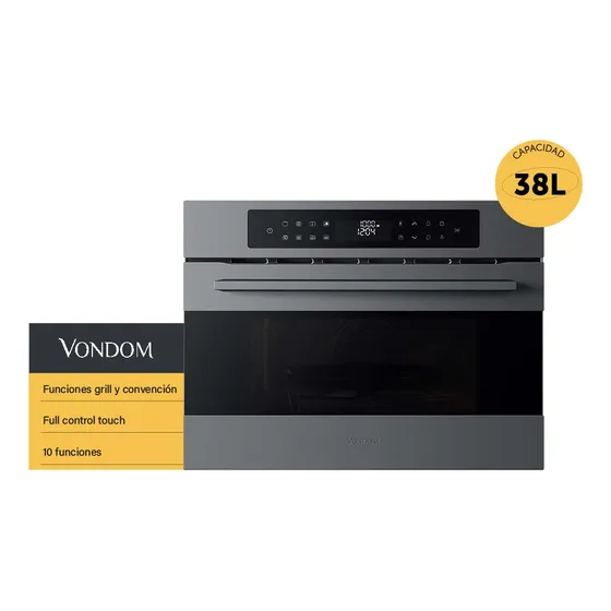 Horno Microondas Eléctrico Empotrable Vondom Color Negro 60 Cm - 38 L