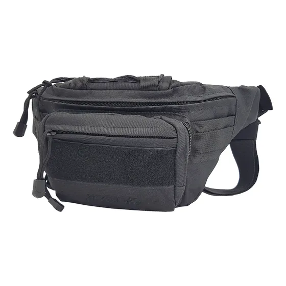 Riñonera Táctica Ottawa Kossok Múltiples Compartimentos Color Negro Diseño de la tela Liso