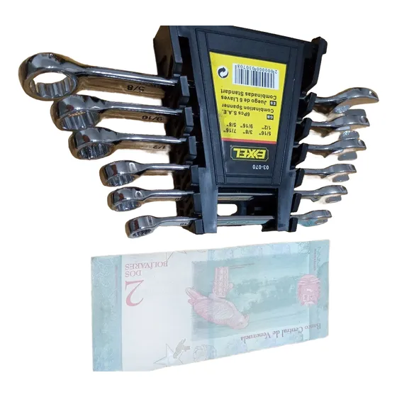 Juego De 6 Llaves Combinadas Marca Exxel Con Organizador.