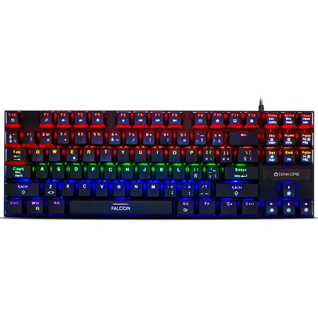 Teclado Gamer Mecánico Falcon Switch Blue Led Rainbow