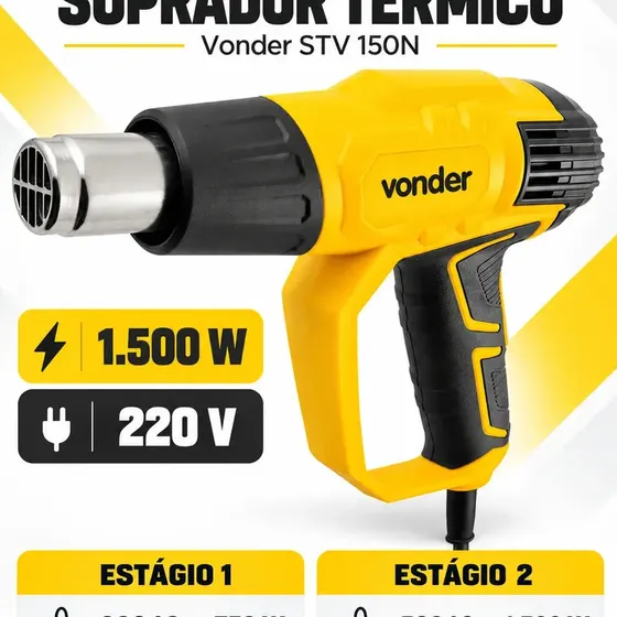 Soprador Térmico 1500W Profissional 2 Temperaturas + 4 Bocais