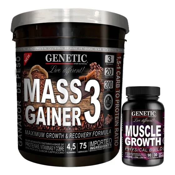 Aumento Muscular Mass Gainer Arginina Muscle Growth Genetic