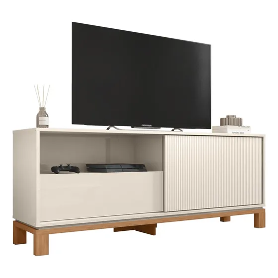 Rack Bancada Para Tv 55 Pol 150cm Lucca Off White/freijó C01