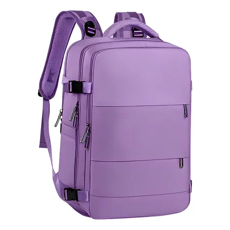 Mochila De Viaje Avión Aprobado Gran Capacidad Color Violeta Diseño De La Tela Lisa