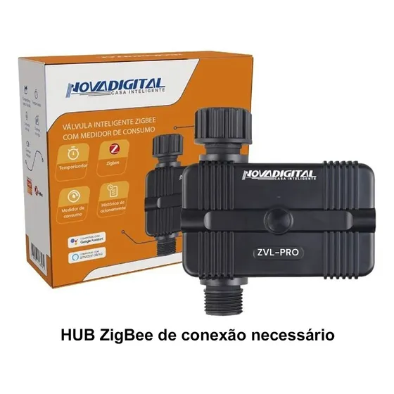 Válvula Irrigação Inteligente Zigbee Novadigital Com Medidor De Consumo A Pilha AA