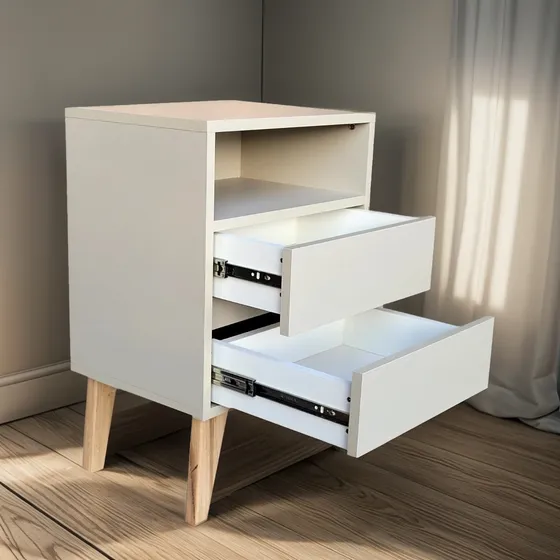 1 Mesa De Cabeceira100% Mdf Montado Titânio C/pés 60x50x30