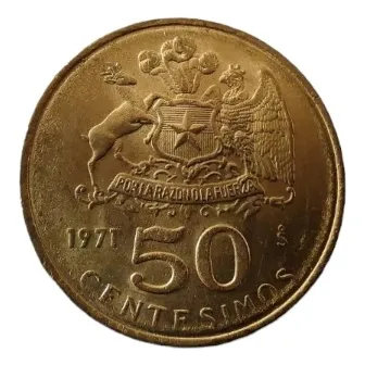 Moneda Chile 50 Centésimos 1971 Manuel Rodríguez (x1104