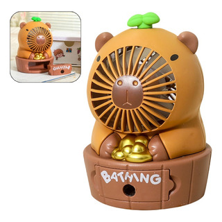 Mini Ventilador Portátil Recargable Capibara Con Base, Usb Mini Ventilador Portátil Recargable Capibara Con Base, Usb