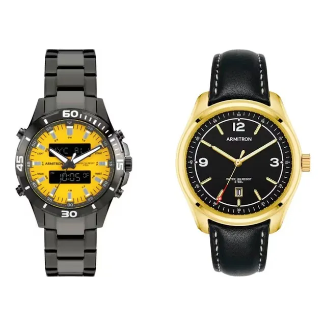 Set De 2 Relojes Armitron Hombre 205487bkgpbk Y 205347yldg