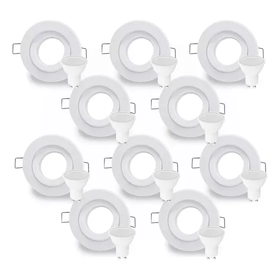 Spot Led Embutir Circular Plastico + Dicro Led 7w Pack X 10