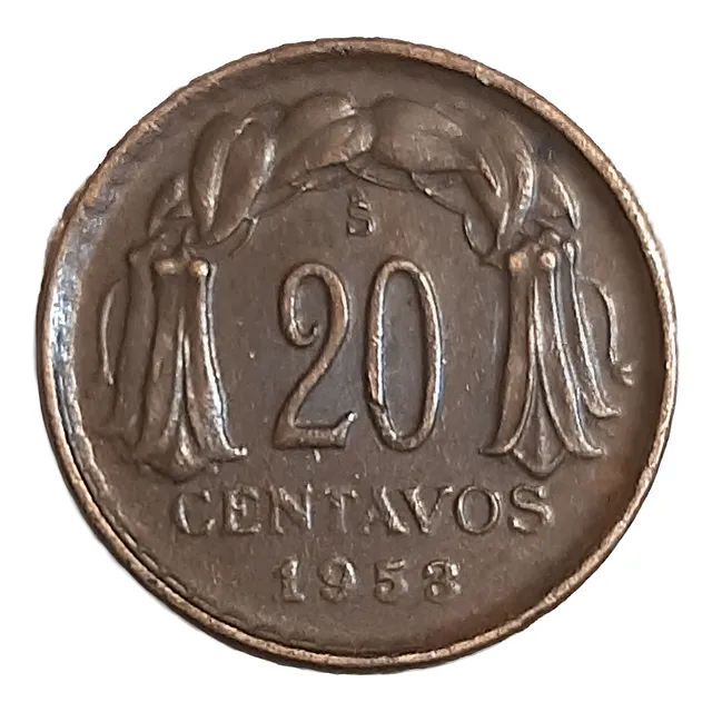 Moneda Chilena De 20 Centavos Año 1953 (baja Acuñación)