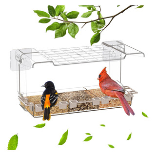 Comedero Transparente Adhesivo Para Hasta 5 Pajaros Comedero Transparente Adhesivo Para Hasta 5 Pajaros