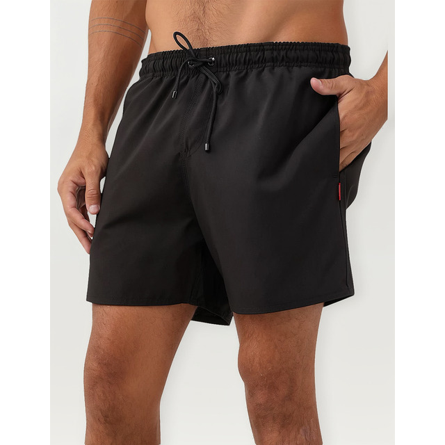 Short Reserva D'água Beachwear Liso Tag Lateral Preto Short Reserva D'água Beachwear Liso Tag Lateral Preto