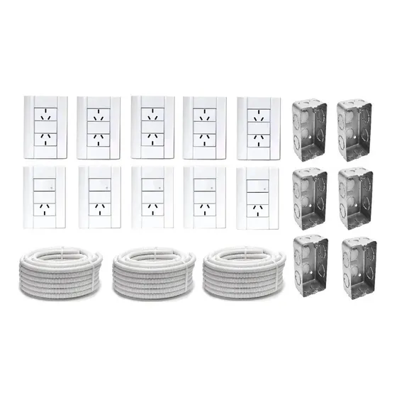 Llave Punto Toma Sica X 10 Corrugado X3 Caja Rectangular X10