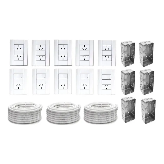 Llave Punto Toma Sica X 10 Corrugado X3 Caja Rectangular X10