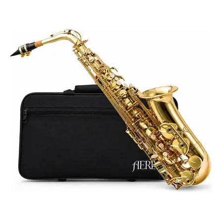 Saxofone Alto Aeris As100 Gd Laqueado Mib Dourado Chaves Douradas Com Estojo Soft Case