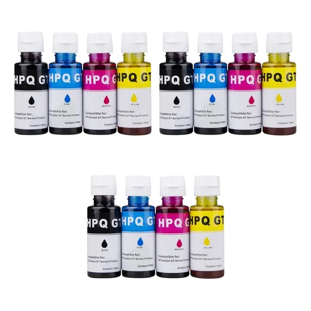Kit 12 Tinta Refil Compatible Para Hp G51/g52 Bk/c/m/y 100ml Negro