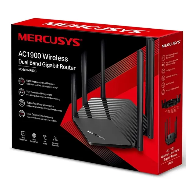Router Dual Band Gigabit Ac1900 Mercusys Mr50g Iptv Mu Mimo