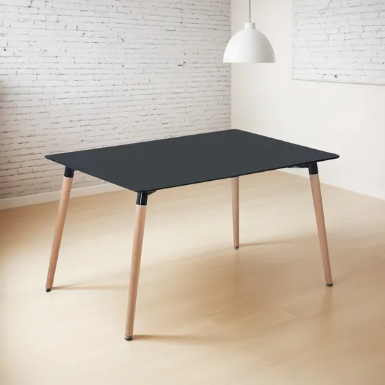Mesa De Comedor 6 Puestos Negra 120x80x73cm Moblihouse