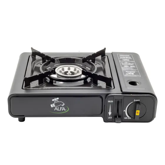 Parrilla Portátil Para Acampar Gas Butano 1 Quemador Color Negra Marca Alfa