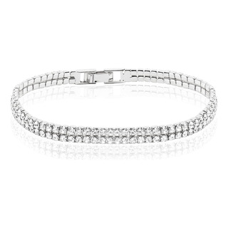 Qvy Pulsera De Tenis De 2 Filas Para Mujer, Chapado En Oro D Qvy Pulsera De Tenis De 2 Filas Para Mujer, Chapado En Oro D