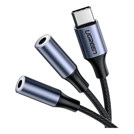 Cabo Áudio Ugreen Usb-c Para 2xp2 Fêmea - Av144 Prata/preto