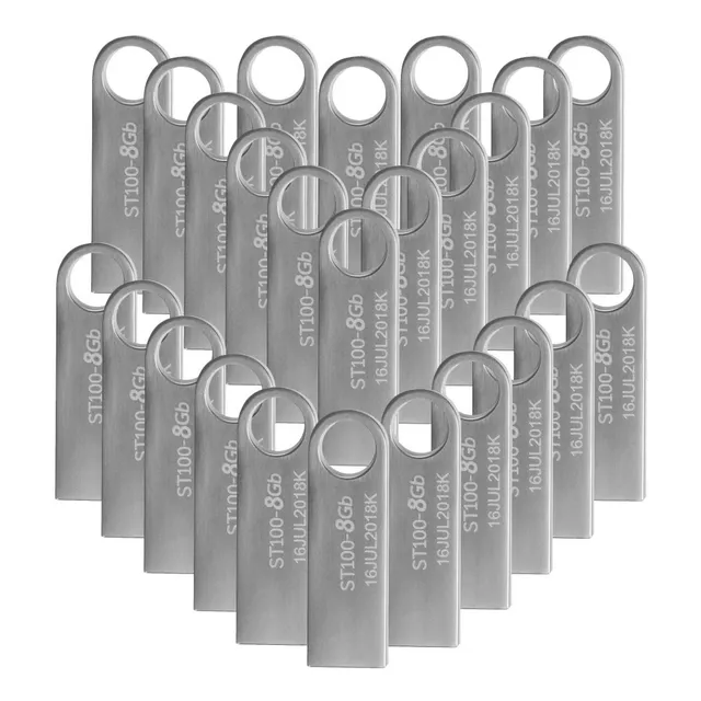 Kit 25 Memoria Usb 8gb Stylos Tech St100 2.0 Stmusb1b Color Plateado Liso