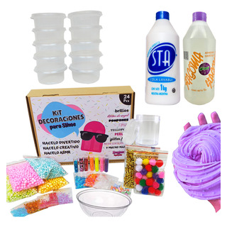Kit De Slime Clear + Blanco - Activador - Potes - Topping Kit De Slime Clear + Blanco - Activador - Potes - Topping