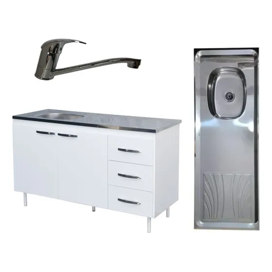 Combo Bajo Mesada 1,40+ Mesada De Acero+ Griferia