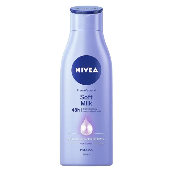 Crema para cuerpo Nivea Soft Milk en botella 250mL