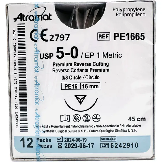 Sutura Polipropileno 5-0 (prolene) Ref: Pe1665 Atramat