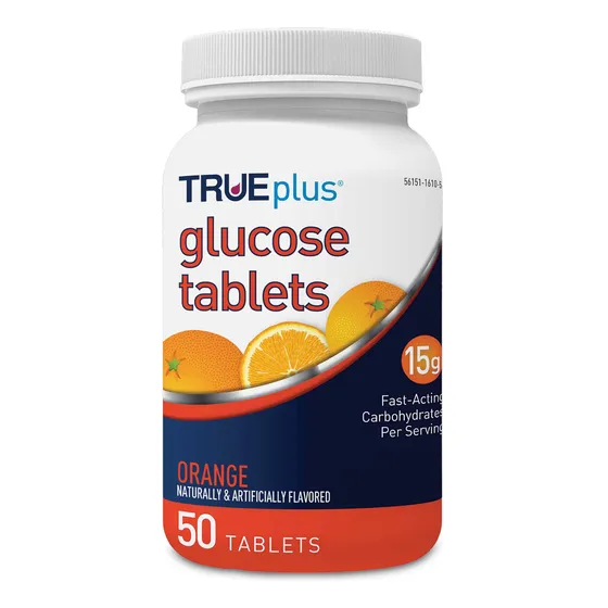 Tabletas De Glucosa Trueplus Sabor Naranja 50 Tabletas