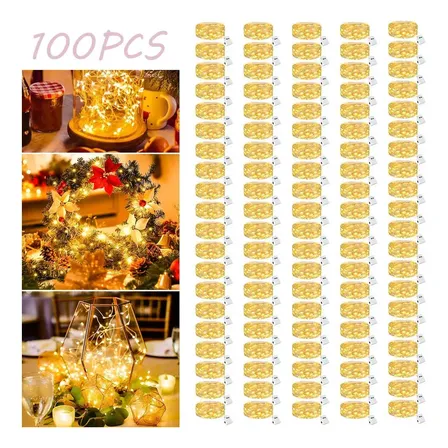Kit 100 Cordão Led Fada 2 Metros 20 Leds 3 Funções Bateria