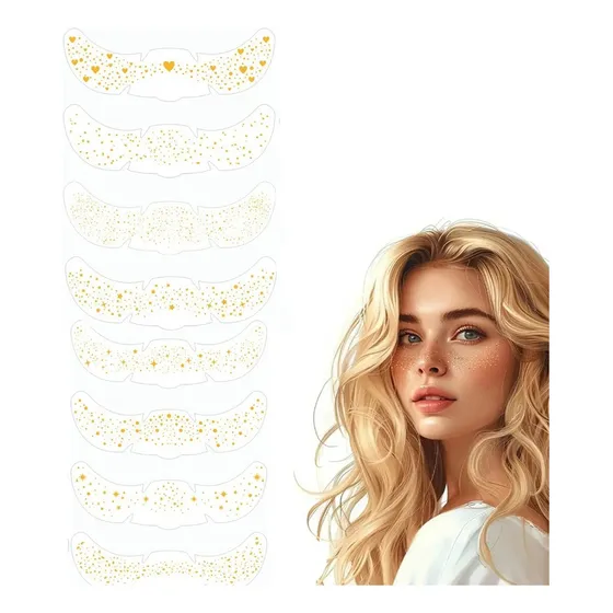8pz Tatuaje Temporal Faciales Pecas Glitter Oro/plata Mujer