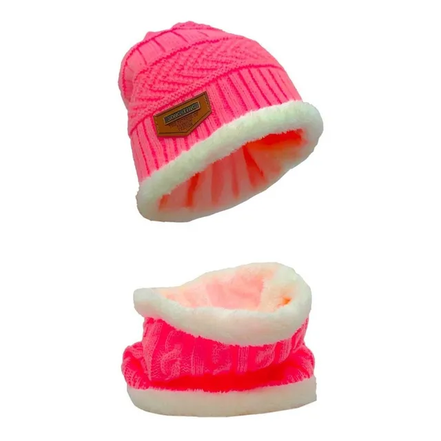 Combo Gorro + Cuello Lana Invierno Con Corderito Para Niños