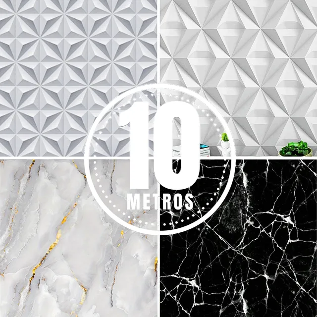 Papel De Parede Adesivo Geométrico 3d Lavável 10 Metros