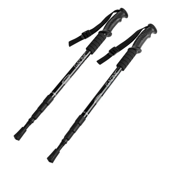 Kit X2 Bastones Para Trekking Gadnic Especial Senderismo Antishock Regulables Color Negro