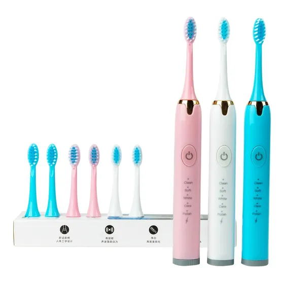 Cepillo Dental Electrico Portatil Recargable Usb 2 Repuestos
