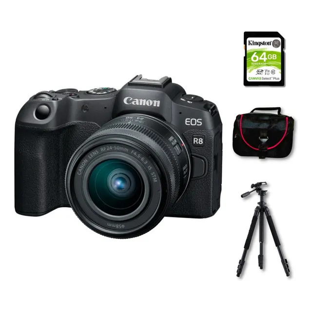 Cámara Canon Eos R8+lente Rf24-50mm F45-63 Is Stm+kit Deluxe